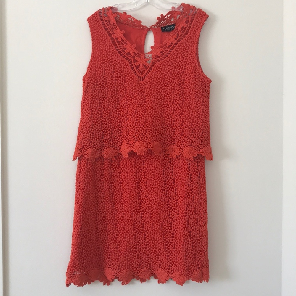 Top shop orange crochet dress